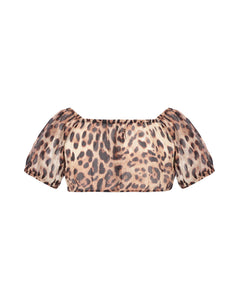 4giveness Kids Top Crop Fantasia Leopardato per Bambine