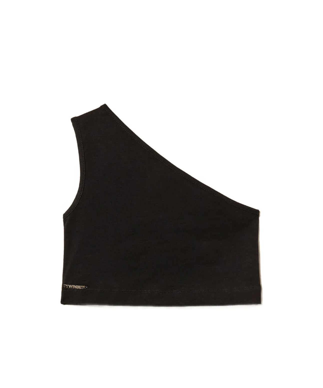 Twinset Kids Top Nero con Logo per Bambine