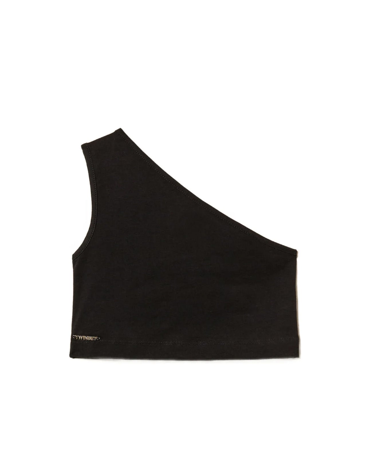 Twinset Kids Top Nero con Logo per Bambine