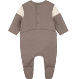Hugo Boss Kids Tutina Intera Tortora in Cotone con Inserto Panna e Logo per Neonati