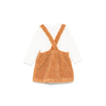 Moschino Kids Completo Gonna Salopette Peluche con T-shirt Panna per Neonate (retro)