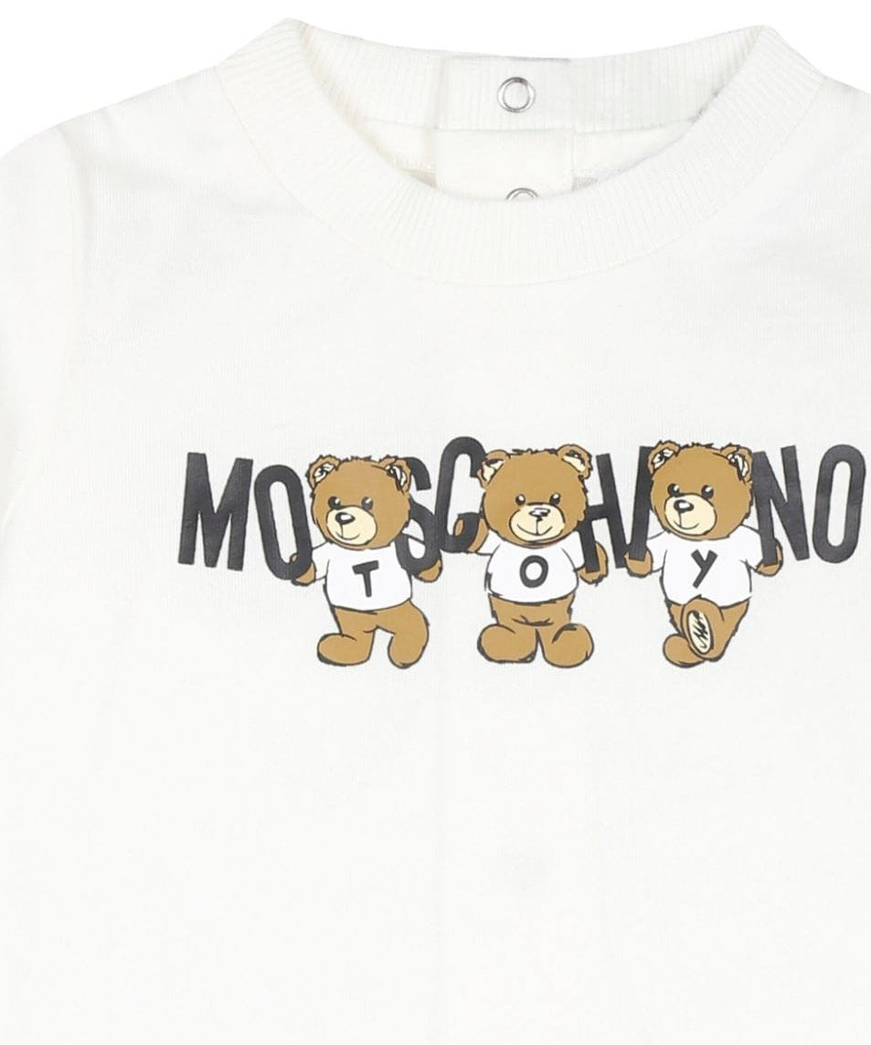 Moschino Kids Tutina Panna con Stampa Teddy Bear per Neonati (dettaglio)