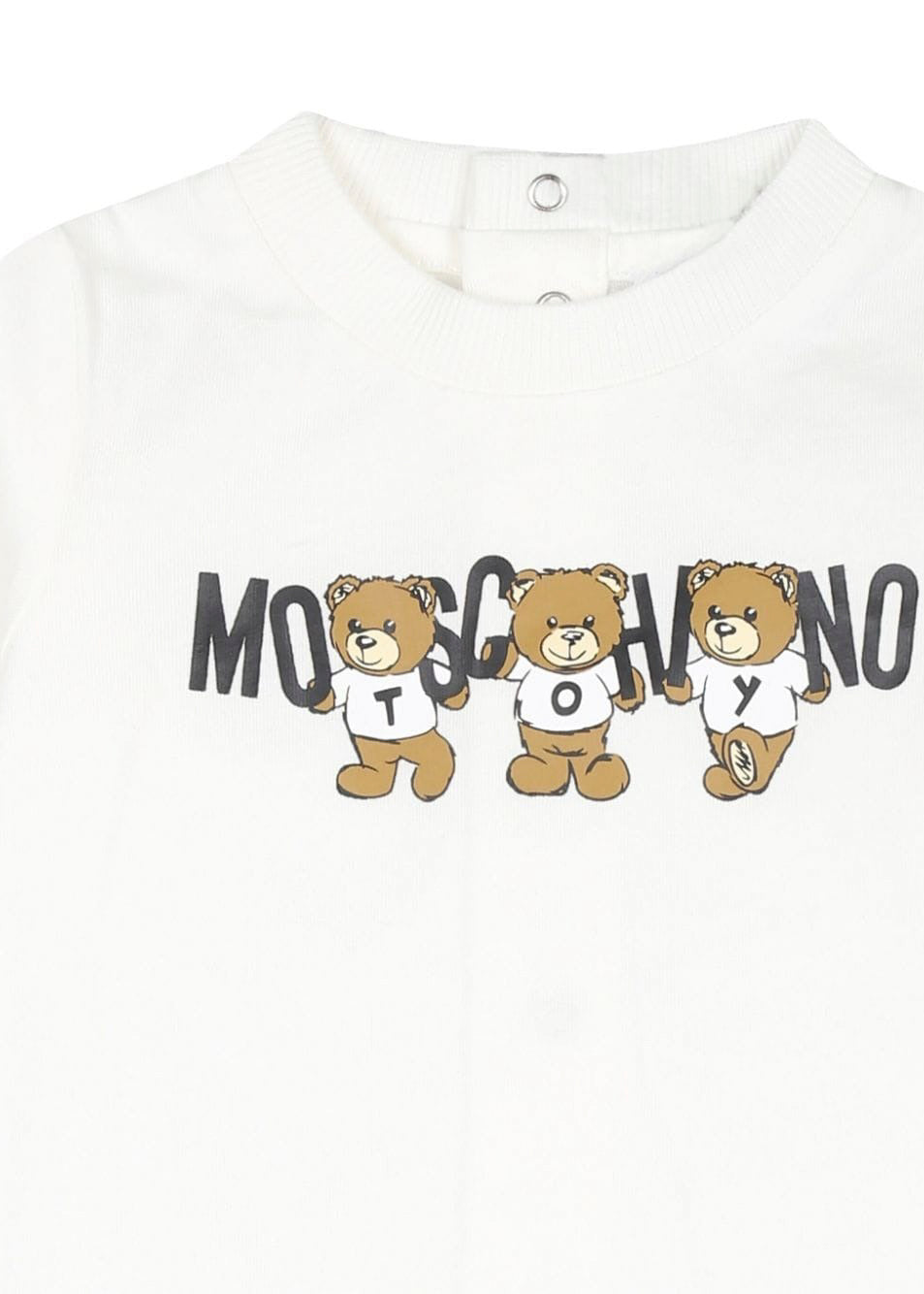 Moschino Kids Tutina Panna con Stampa Teddy Bear per Neonati (dettaglio)