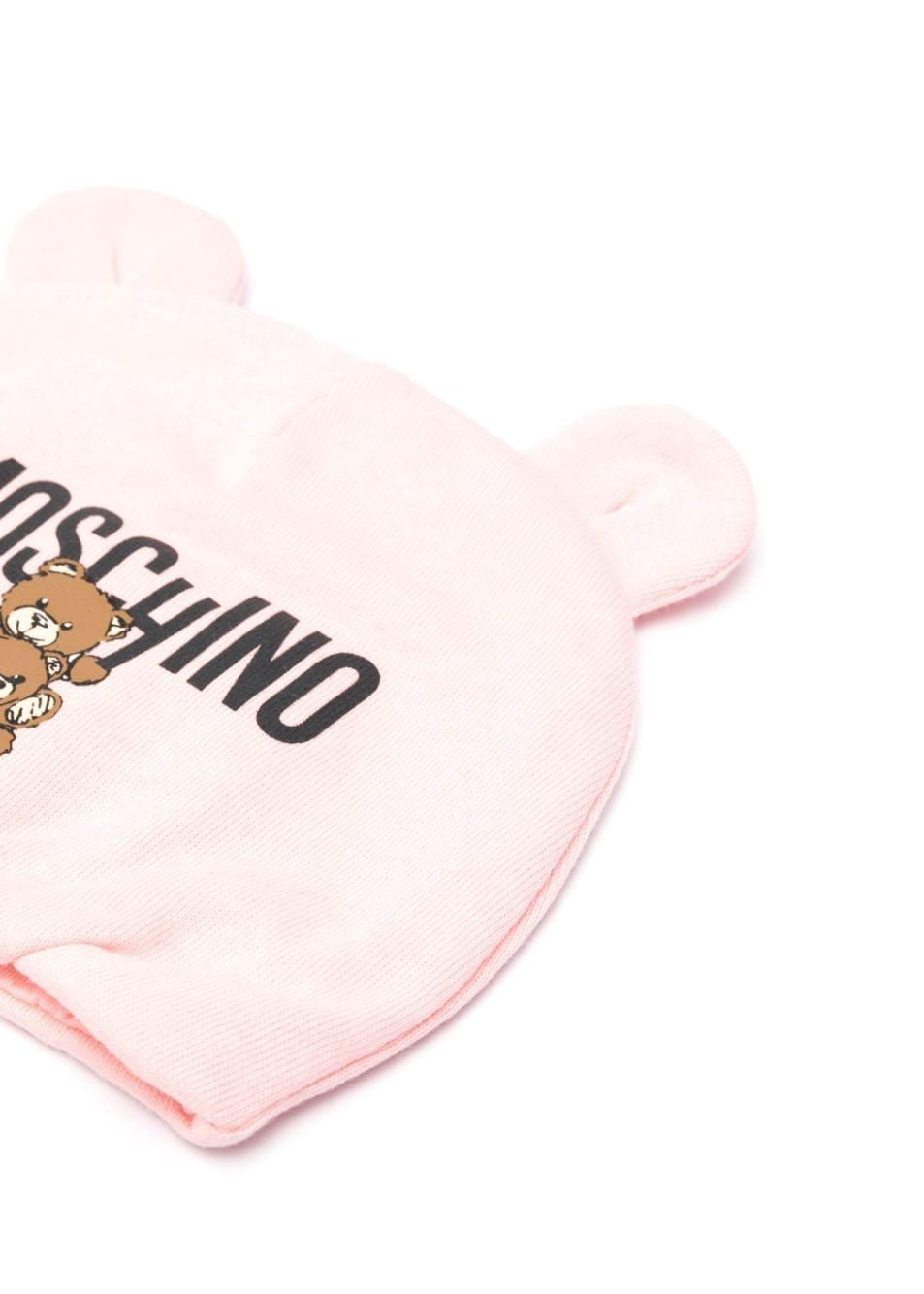 Moschino Kids Cappellino Rosa con Stampa Logo Teddy Bear per Neonate (dettaglio)