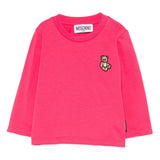 Moschino Kids T-shirt Manica Lunga Lampone con Patch per Neonate