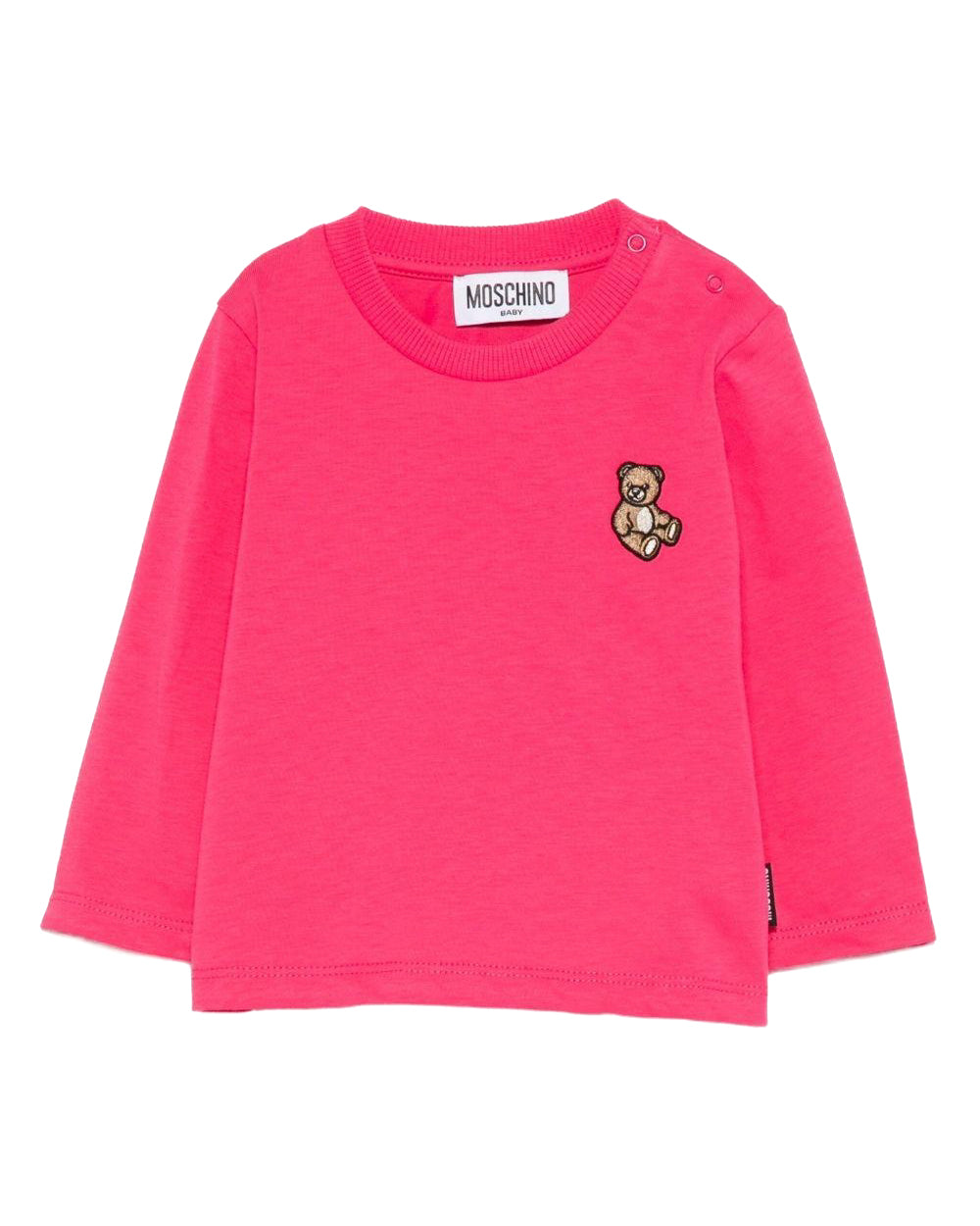 Moschino Kids T-shirt Manica Lunga Lampone con Patch per Neonate