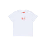 Diesel Kids T-shirt Bianca con Logo Oval a Contrato Unisex per Neonati