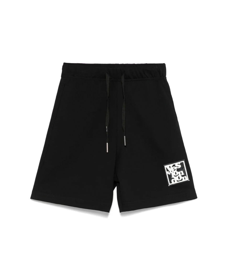 Yes London Bermuda Nero con Logo per Bambini