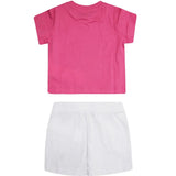 Moschino Kids Completo Bianco/ Fuxia con Logo Teddy per Neonate
