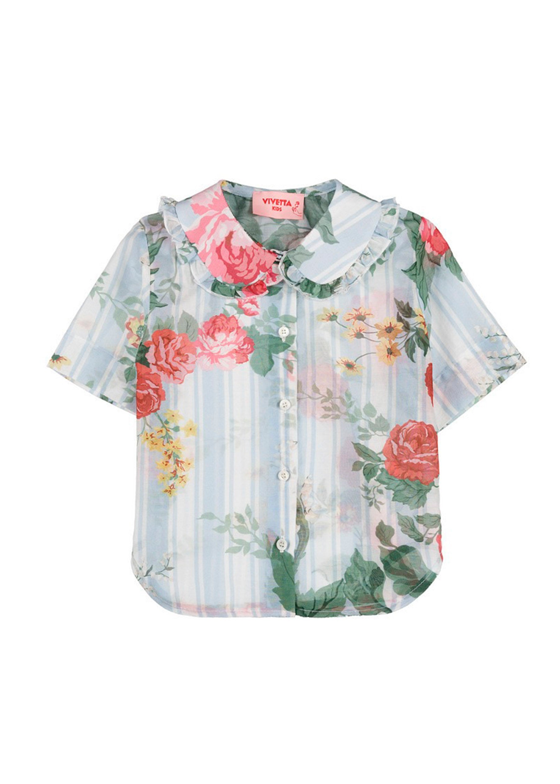 Vivetta Kids Blue Floral Print Shirt for Girls