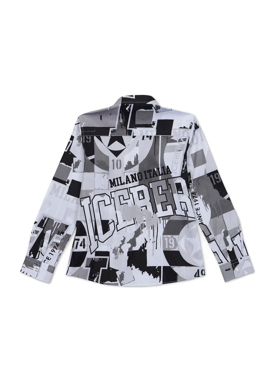 Iceberg Kids Camicia Bianca con Stampa All Over per Bambini (retro)