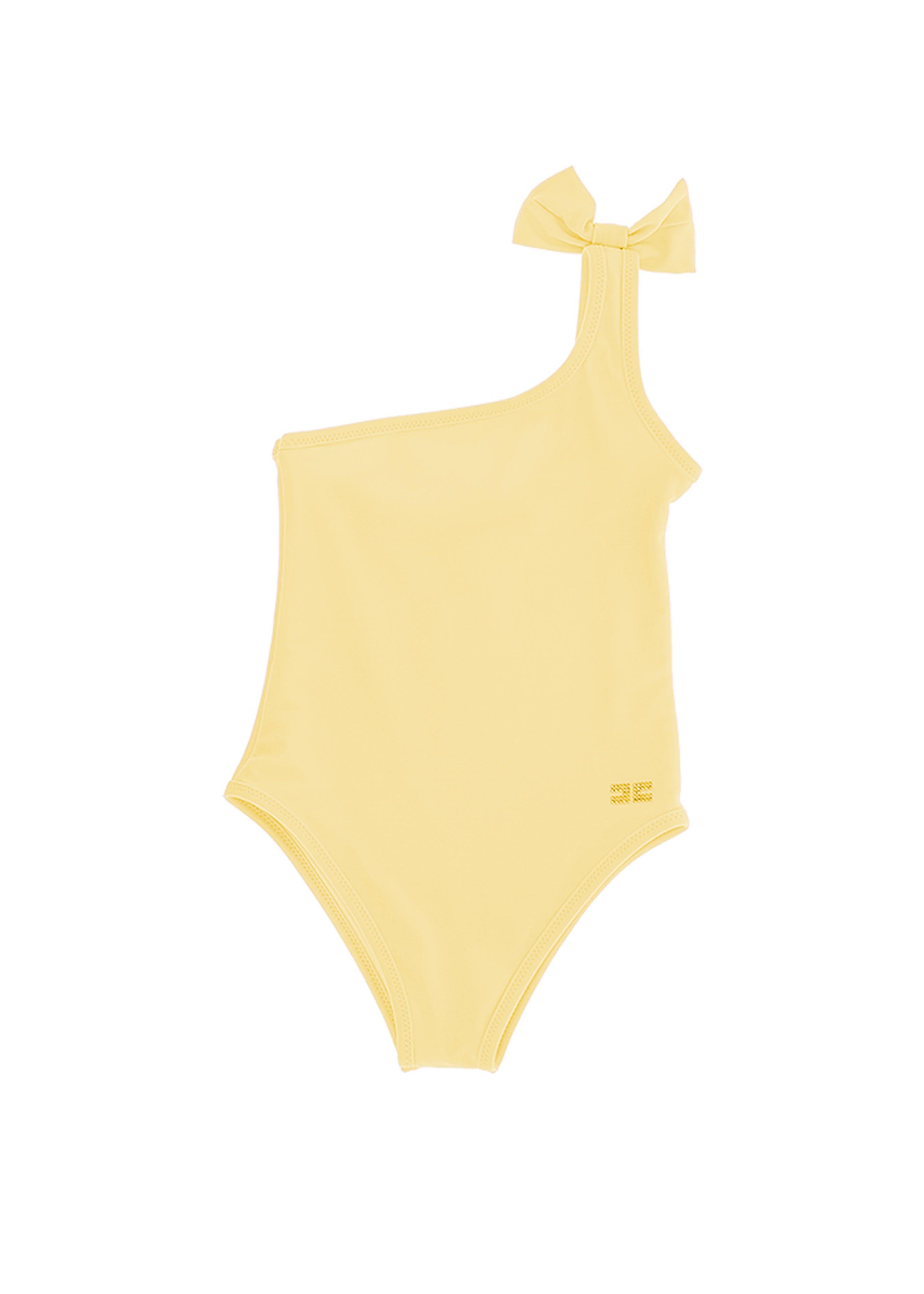 Elisabetta Franchi La Mia Bambina Costume Monokini Limone con Logo per Bambine