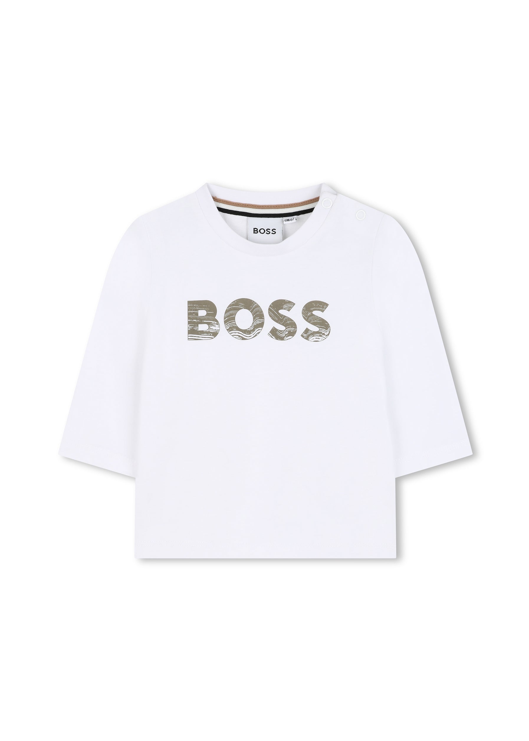 Boss Kids T-Shirt Bianca con Stampa Logo