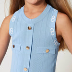 Twinset Kids Abito Celeste con Logo per Bambine (dettaglio)