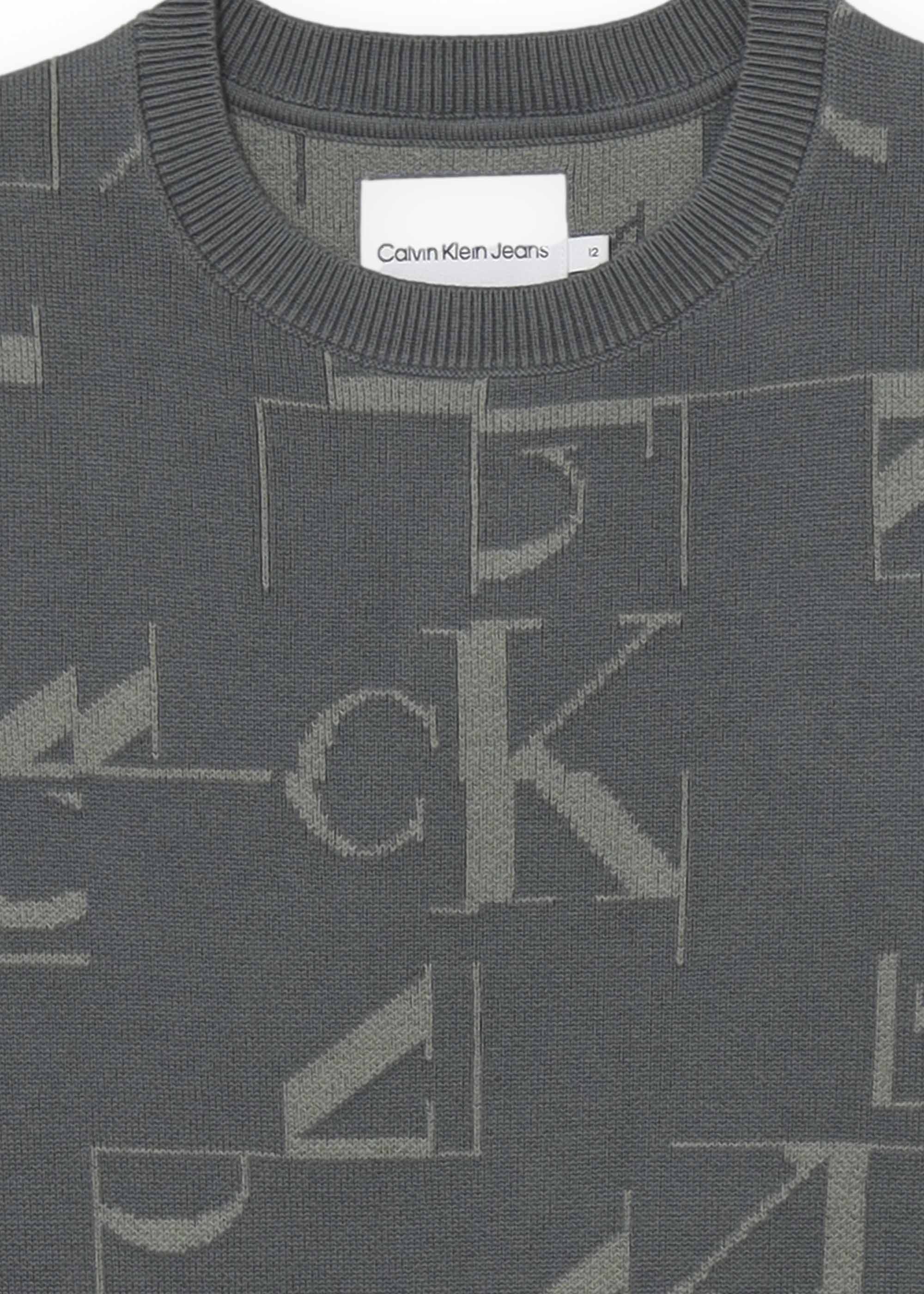 Calvin Klein Kids Maglione Grigio con Logo Monogram per Bambini (dettaglio)