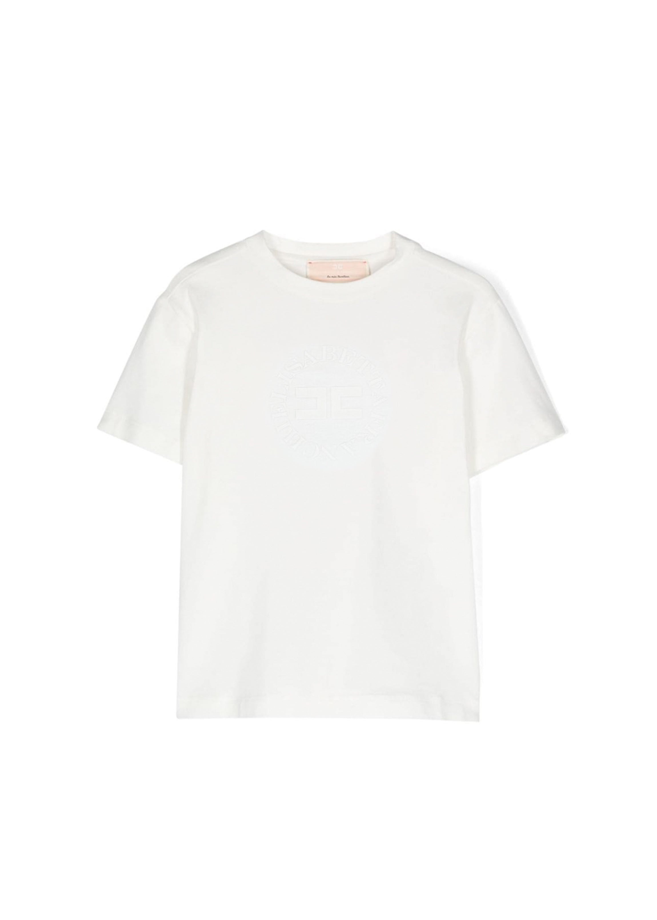 Elisabetta Franchi La Mia Bambina T-shirt Panna con Stampa per Bambine