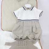 Marlù Pagliaccetto Noce/Bianco/Blu con Ricamo per Neonati