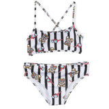 Moschino Kids Costume Bikini Bianco/Nero con Teddy Bear per Bambine (fronte)