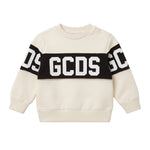 Gcds Kids Felpa Girocollo Latte con Banda Logata Nero Unisex