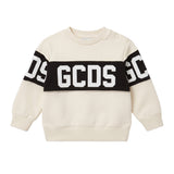 Gcds Kids Felpa Girocollo Latte con Banda Logata Nero Unisex