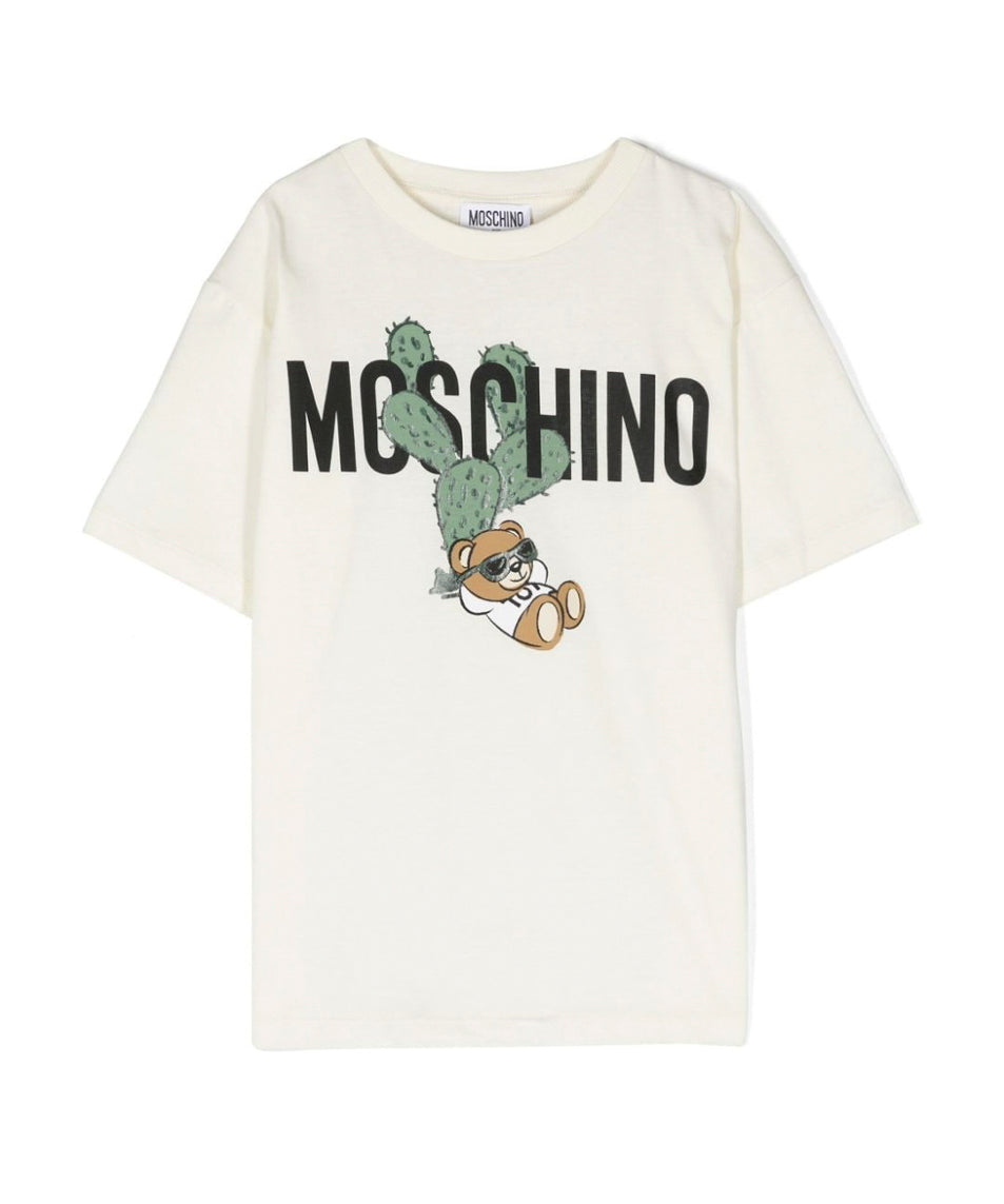 Moschino Kids T-shirt Bianca con Stampa Teddy Bear