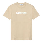Msgm Kids T-Shirt Sabbia con Logo Ricamato per Bambini