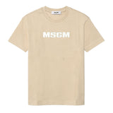 Msgm Kids T-Shirt Sabbia con Logo Ricamato per Bambini