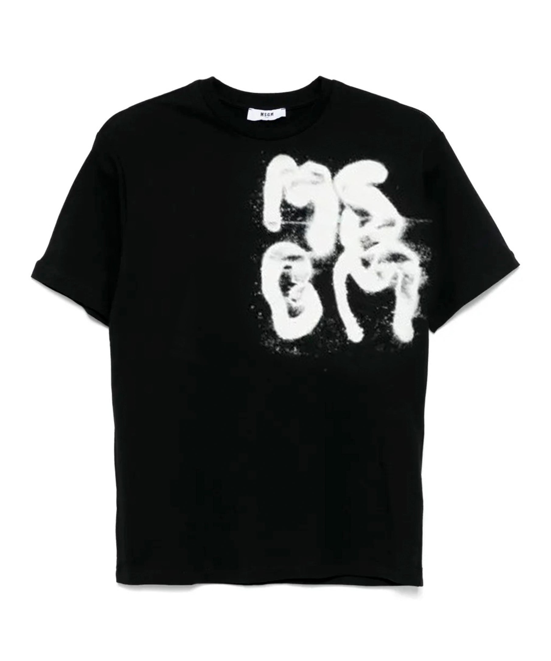 MSGM Kids T-shirt Nera con Stampa Graffiti per Bambini fronte