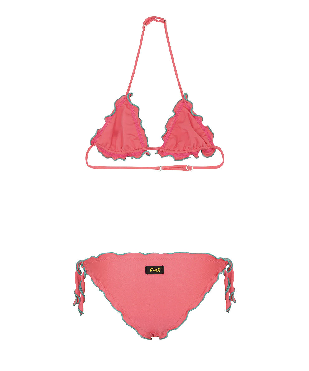 F**K Kids Costume Due Pezzi Fucsia con Dettagli Verde per Bambine