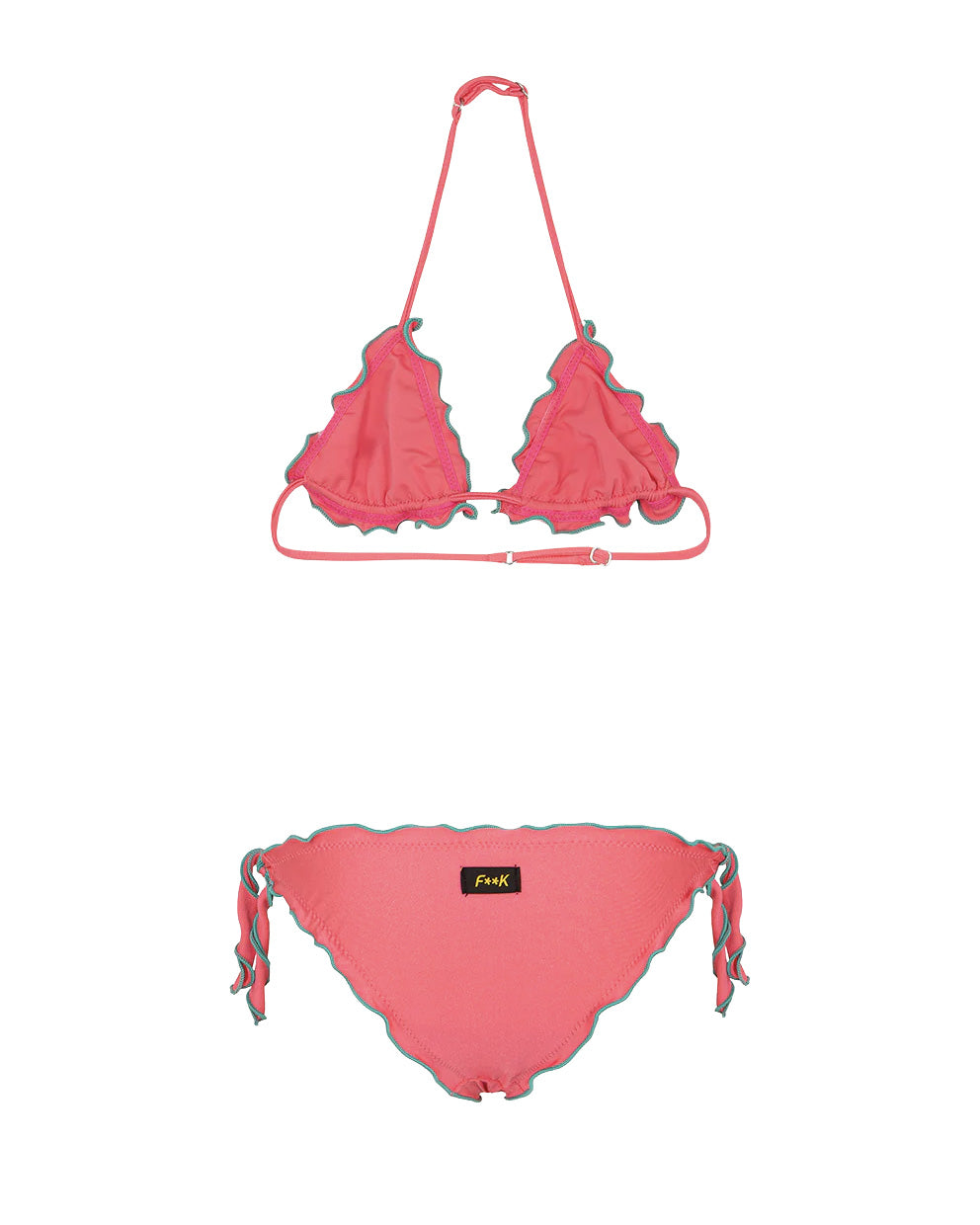 F**K Kids Costume Due Pezzi Fucsia con Dettagli Verde per Bambine