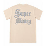 ArtSuperMoney T-Shirt Beige con Stampa con Strass per Bambini