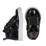 Elisabetta Franchi La Mia Bambina Sneaker Alta Nero con Pailettes e Logo per Neonate