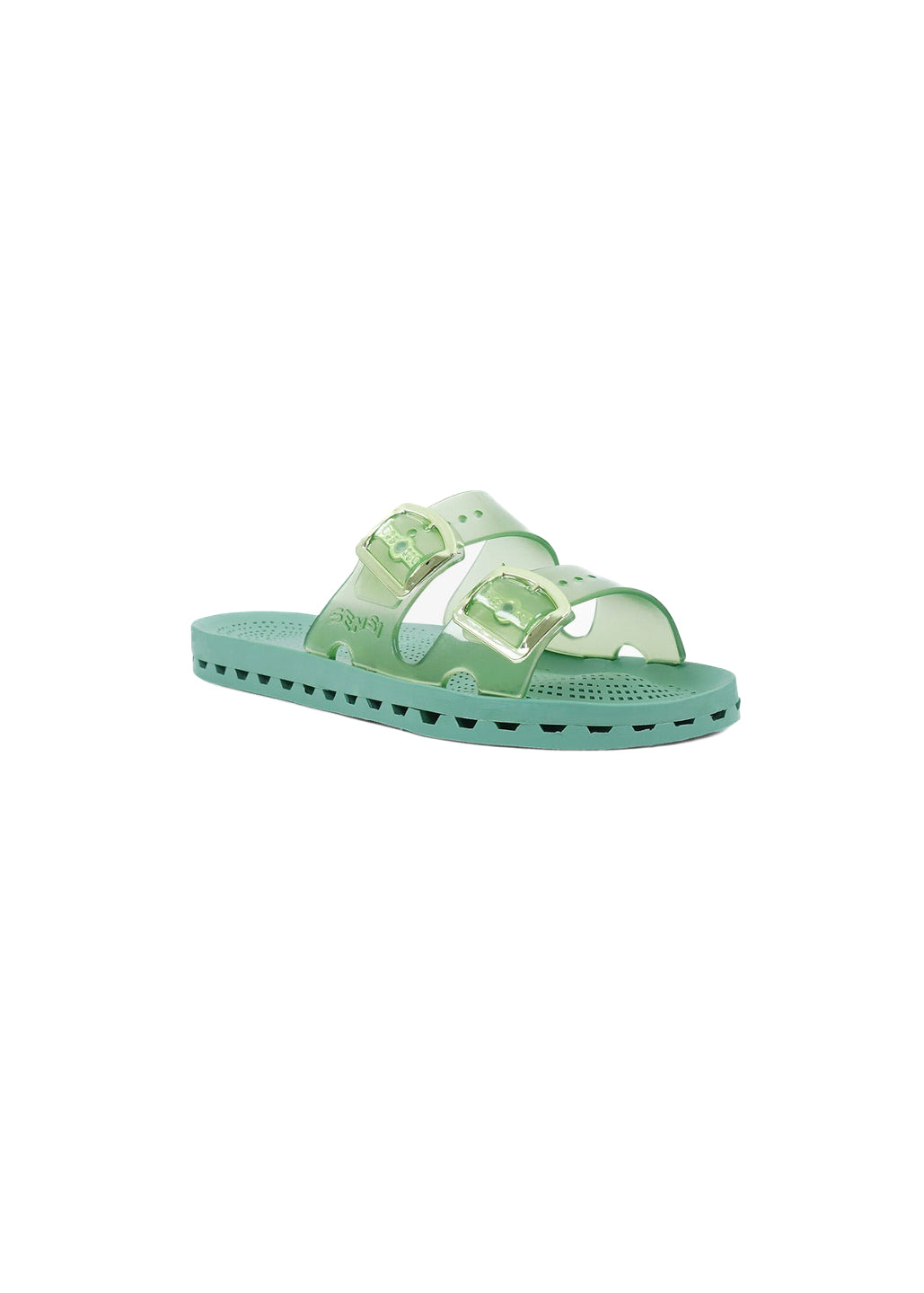 Sensi Kids Jelly Sandalo Verde Salvia Doppia Fascia per Bambine (fronte)