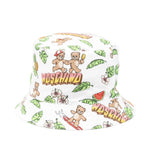 Moschino Kids Cappello Bianco con Fantasia Hawaii All-Over per Neonati