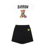 Barrow Kids T-shirt Bianca con Stampa Retro con Shorts Neri per Neonati