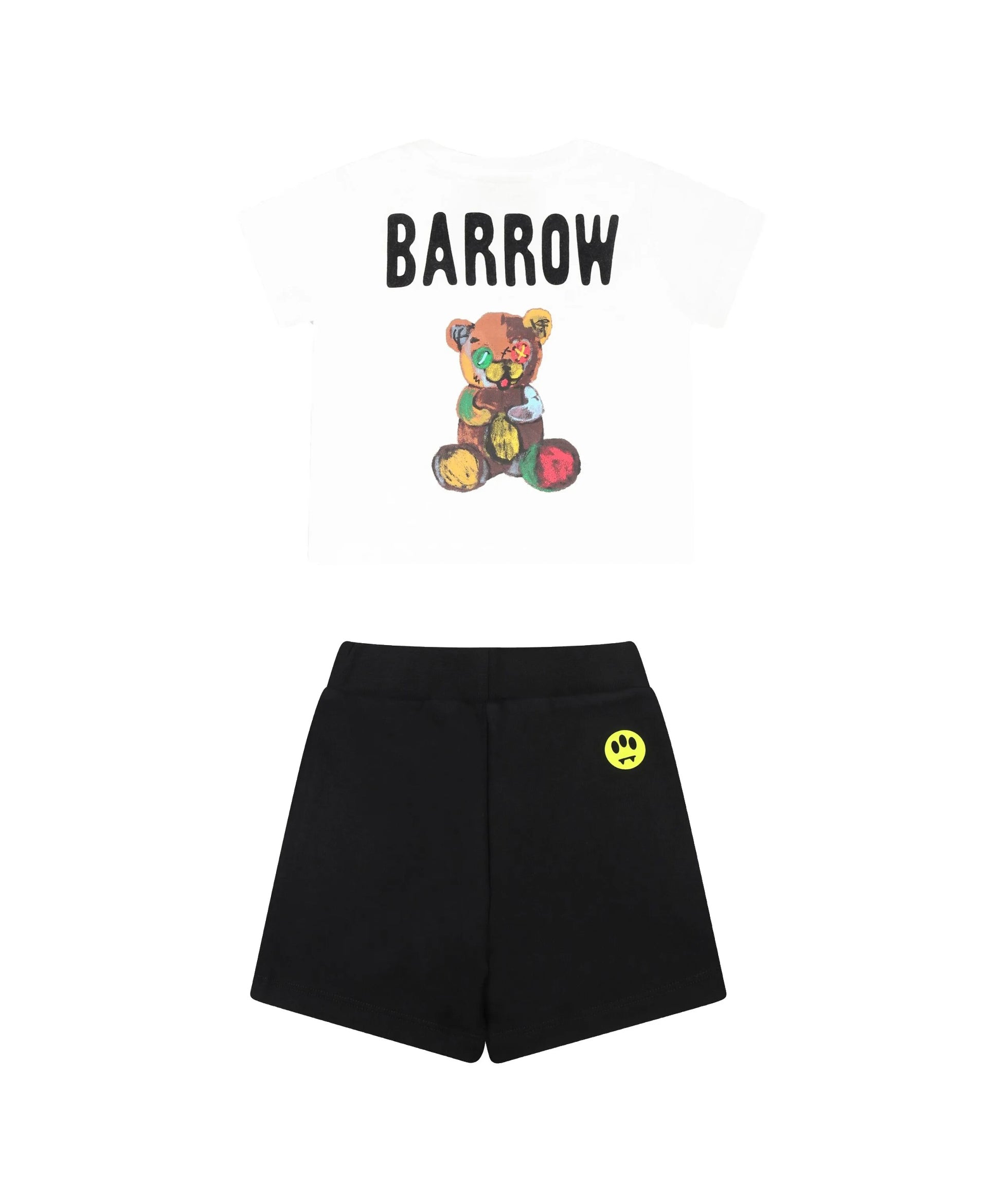 Barrow Kids T-shirt Bianca con Stampa Retro con Shorts Neri per Neonati