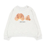 Palm Angels Kids Felpa Grigio Scuro con Stampa Teddy per Neonati