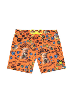 Barrow Kids Costume Short Arancione Fluo Fantasia All-Over per Bambini