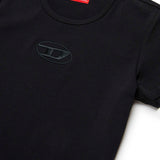 Diesel Kids T-shirt Nera con Ricamo Oval D per Bambine (dettaglio)