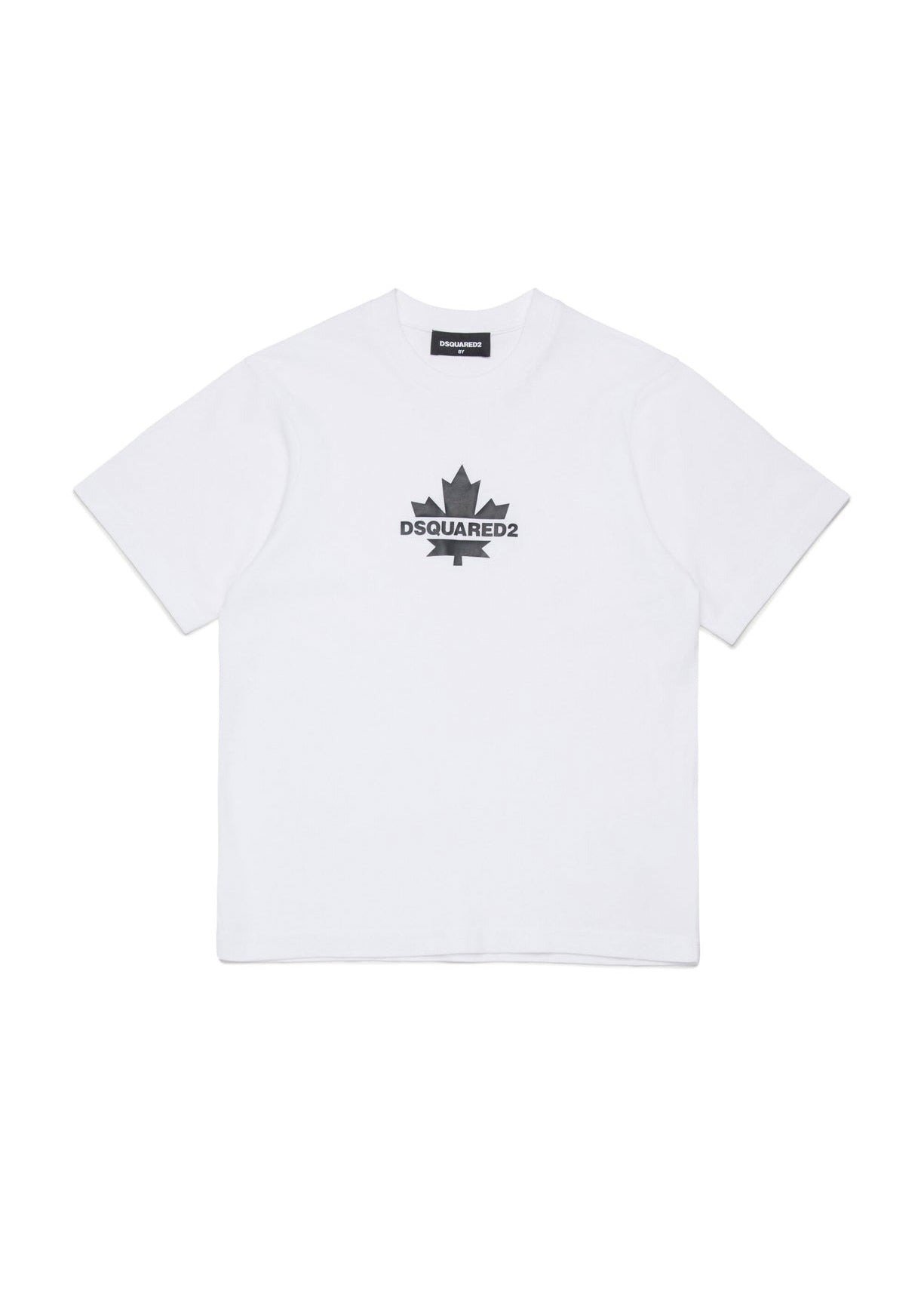 Dsquared2 Kids T-shirt Bianca con Stampa Leaf