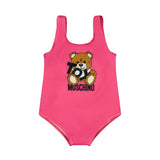 Moschino Kids Costume Monokini Fucsia con Stampa per Neonate