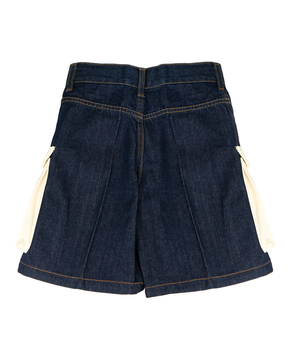 Yes London Kids Bermuda in Denim con Tasconi Beige per Bambini
