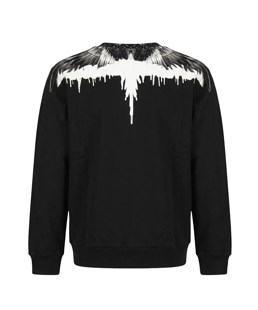 Marcelo Burlon County of Milan Kids Felpa Nero con Stampa Ali Bianco per Bambini