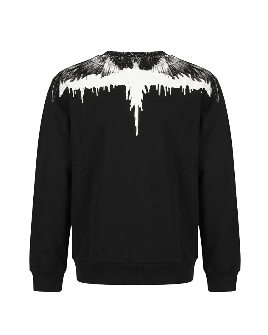 Marcelo Burlon County of Milan Kids Felpa Nero con Stampa Ali Bianco per Bambini
