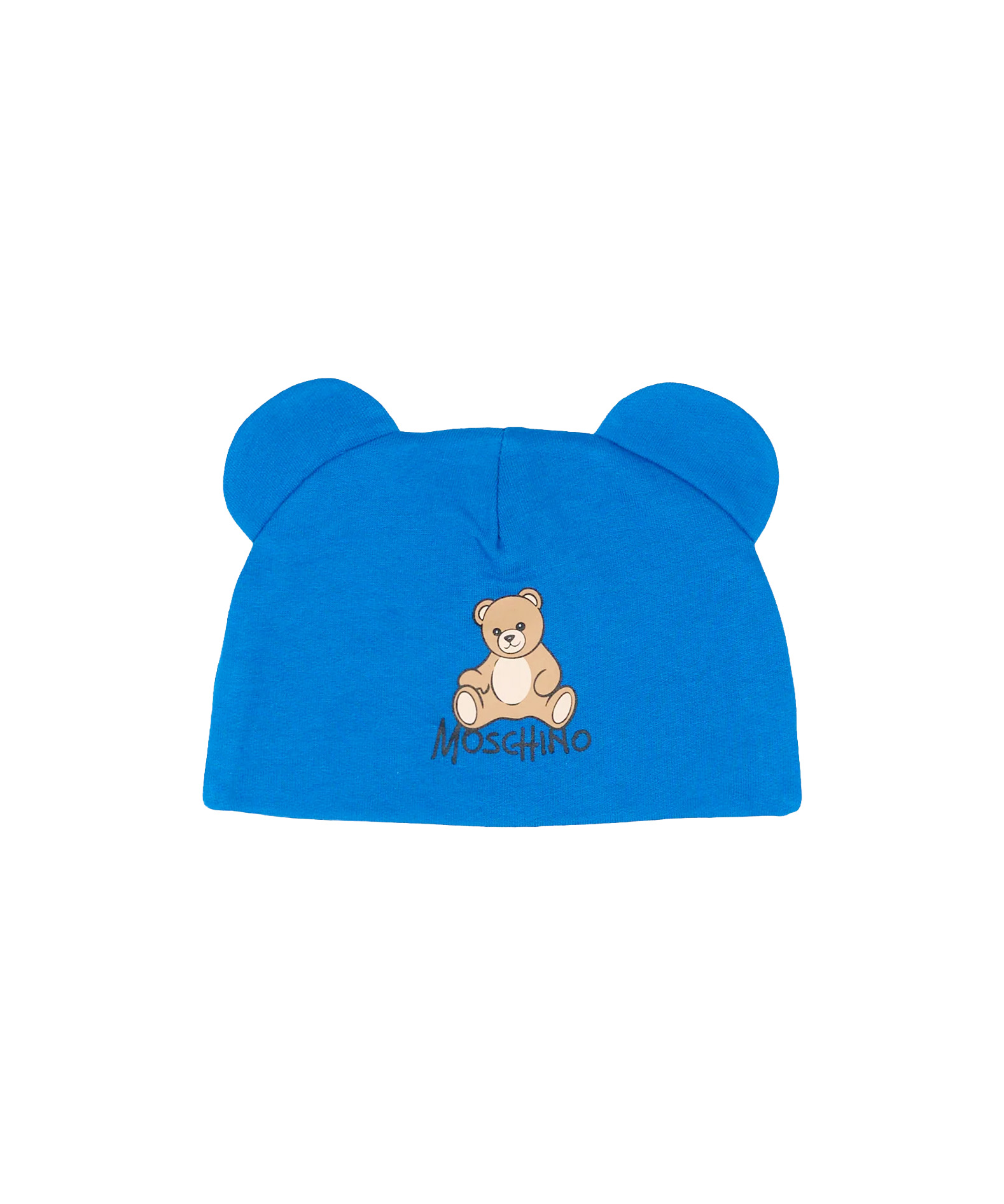 Moschino Kids Cappello Principess Blue con Stampa Teddy per Neonati