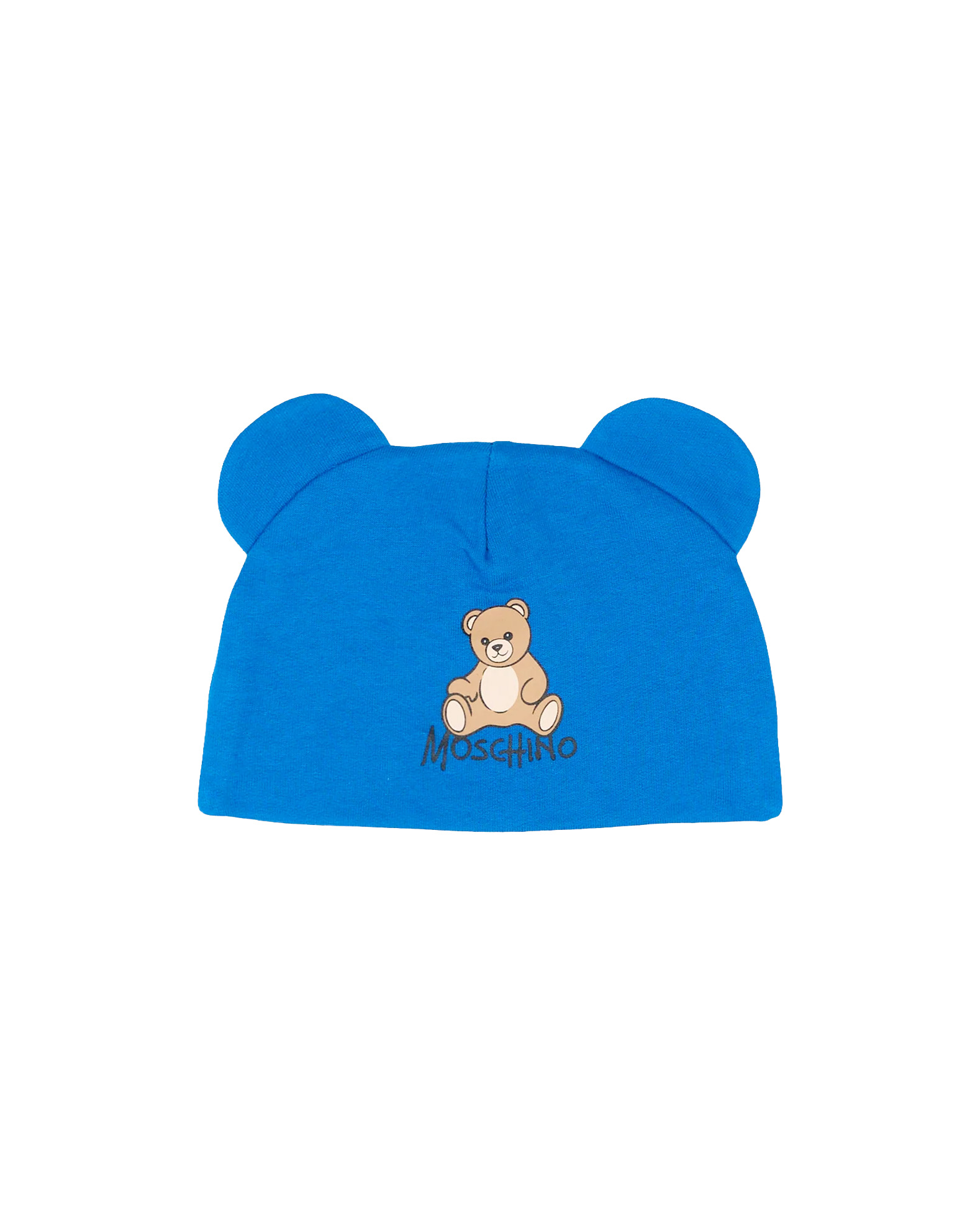 Moschino Kids Cappello Principess Blue con Stampa Teddy per Neonati