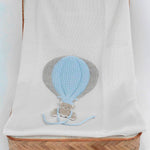 Marlù Coperta Celeste/Beige con Ricamo per Neonati