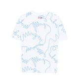 Msgm Kids T-Shirt Bianco/Azzurro con Logo All-Over per Bambini