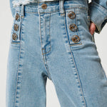 Twinset Kids Jeans Denim Wide Leg per Bambine (indossato dettaglio)