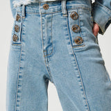 Twinset Kids Jeans Denim Wide Leg per Bambine (indossato dettaglio)